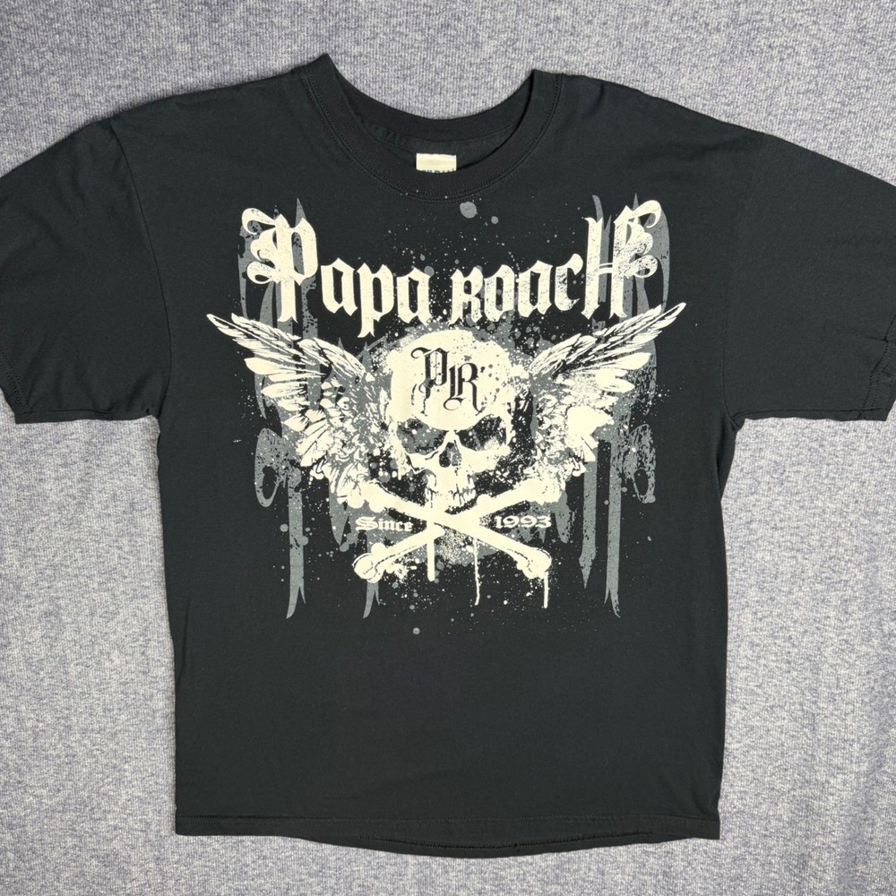 Papa Roach Band T-Shirt Mens Large Black Come To Papa Skull Graphic Tee