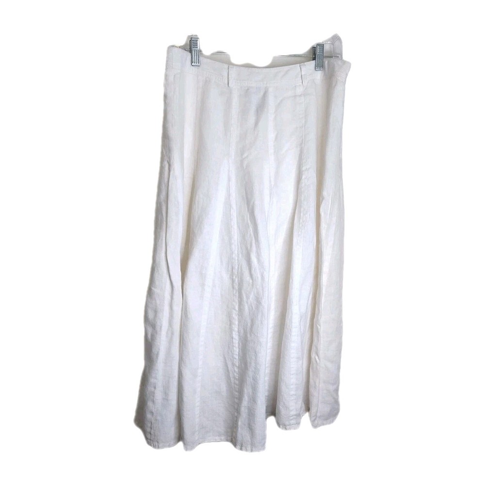 Liz Claiborne White 10 100% Linen,, 10% Cotton My Lining  Skirt W/ Pleats