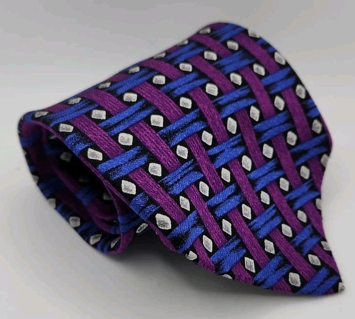Chaps Ralph Lauren Multicolor Tie  Geometric 100% Italian Silk Apx. 57 1/2
