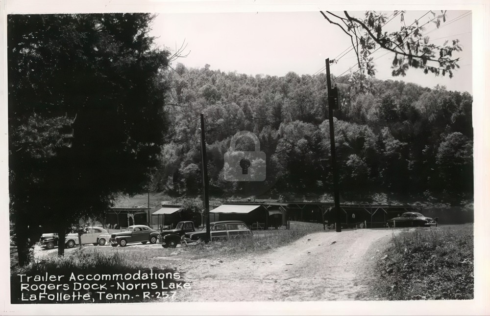 LaFollette TN Rogers Dock Norris Lake Trailer Accommodations RPPC Postcard COPY-image