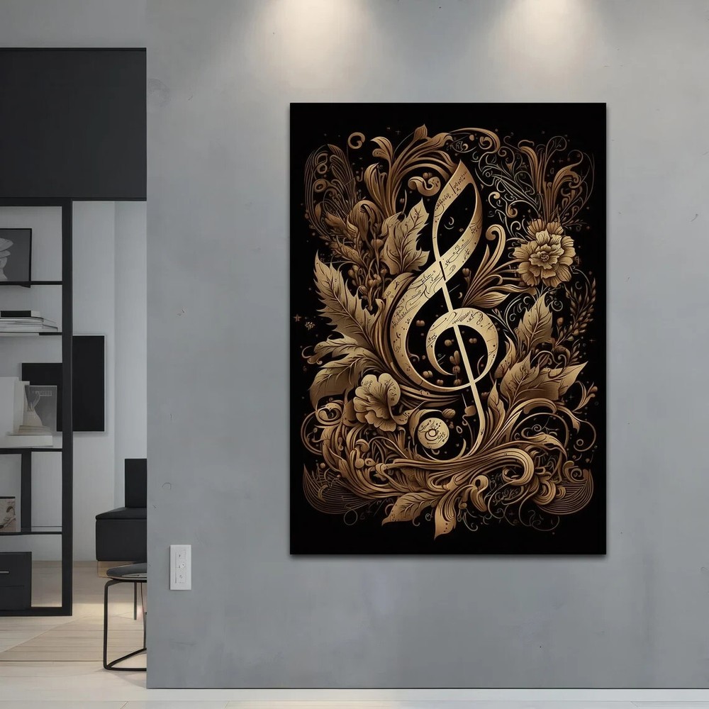 Music Note Solfège on Black Abstract Unframed Canvas Print Australian Wall Art