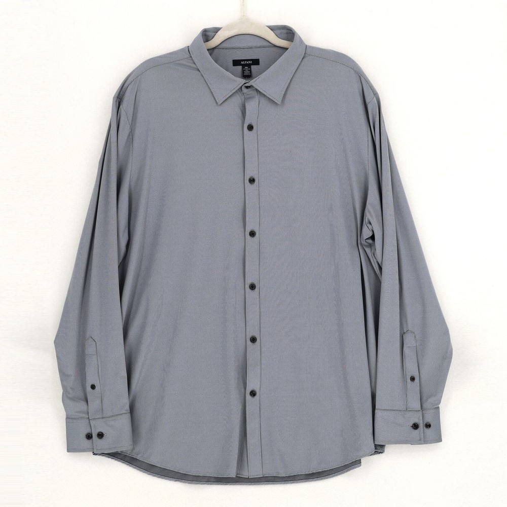 Alfani Men's Steel Grey Nylon Jersey Alfatech Long Sleeve Casual Shirt Size XL
