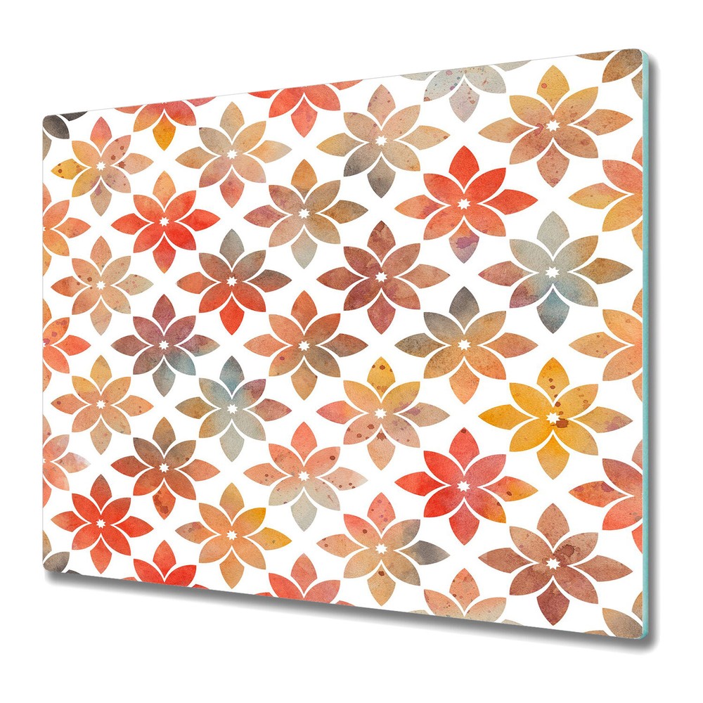Glass Cutting Board Worktop Saver Autumn Shapes Watercolour Flowers 60x52