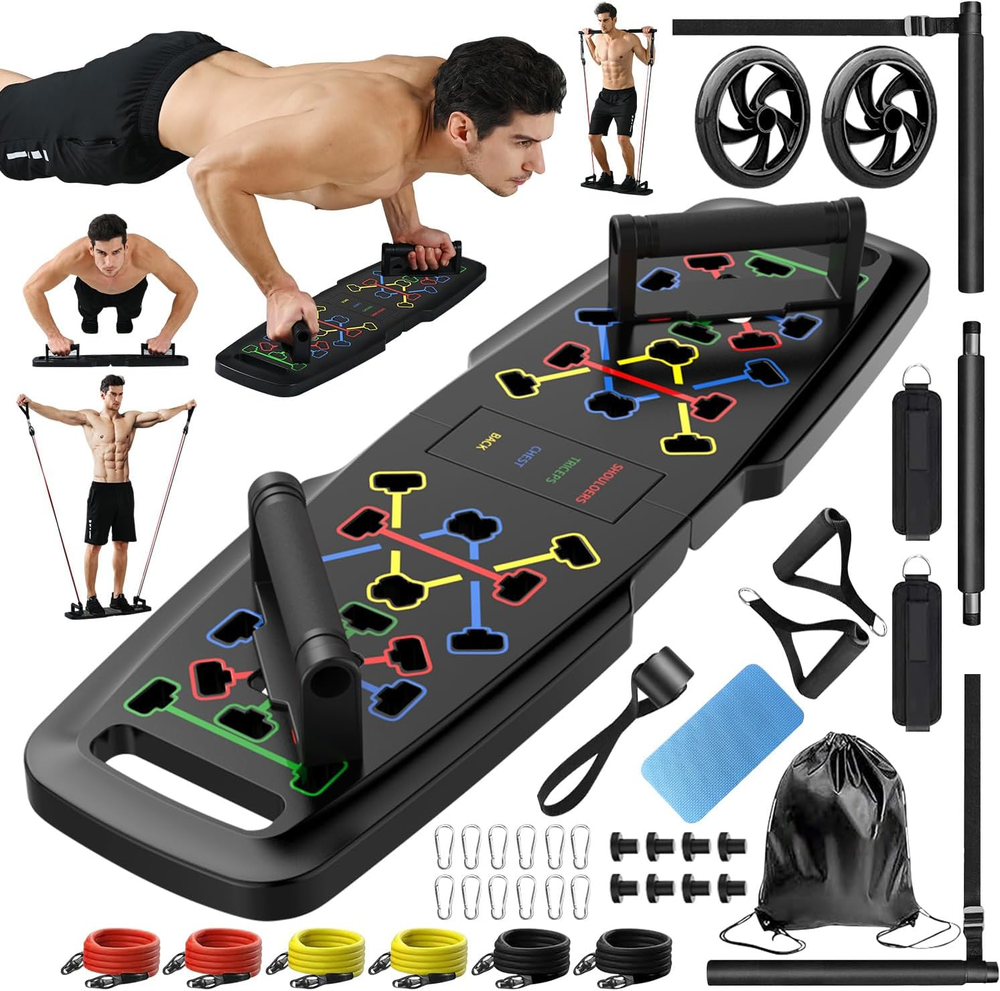 Push up Board,Home Gym,Portable Exercise Equipment,Pilates Bar & 20 Fitness Acce