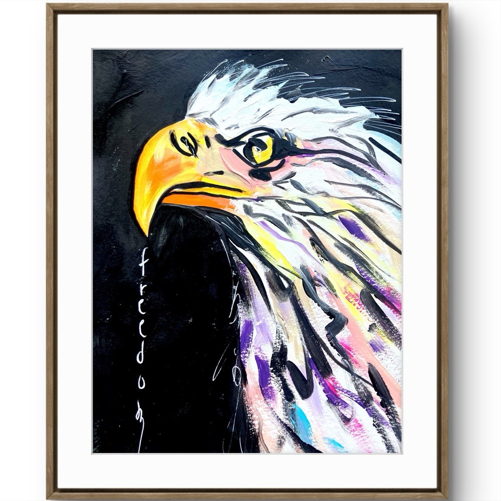 TITA PAINTZ Eagle Freedom Modern Expressionist Portrait Hand Painted Wall Art