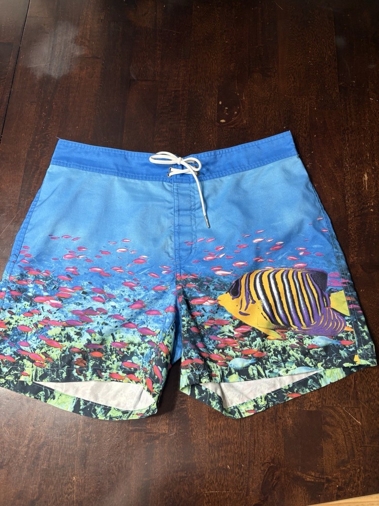 Vintage Rare Polo Ralph Lauren Swim Trunks  Men's Size L Mesh Tropical Reef EUC