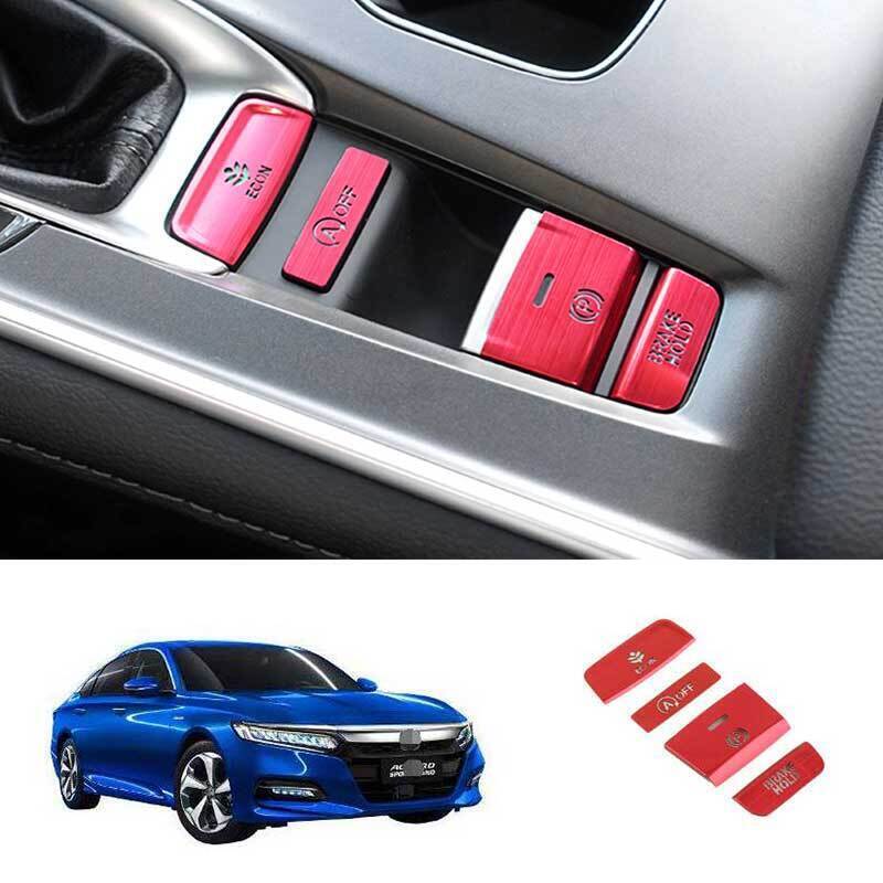 For Honda Accord 2018-2022 Red Aluminum Center Console Gear Button Stickers Trim