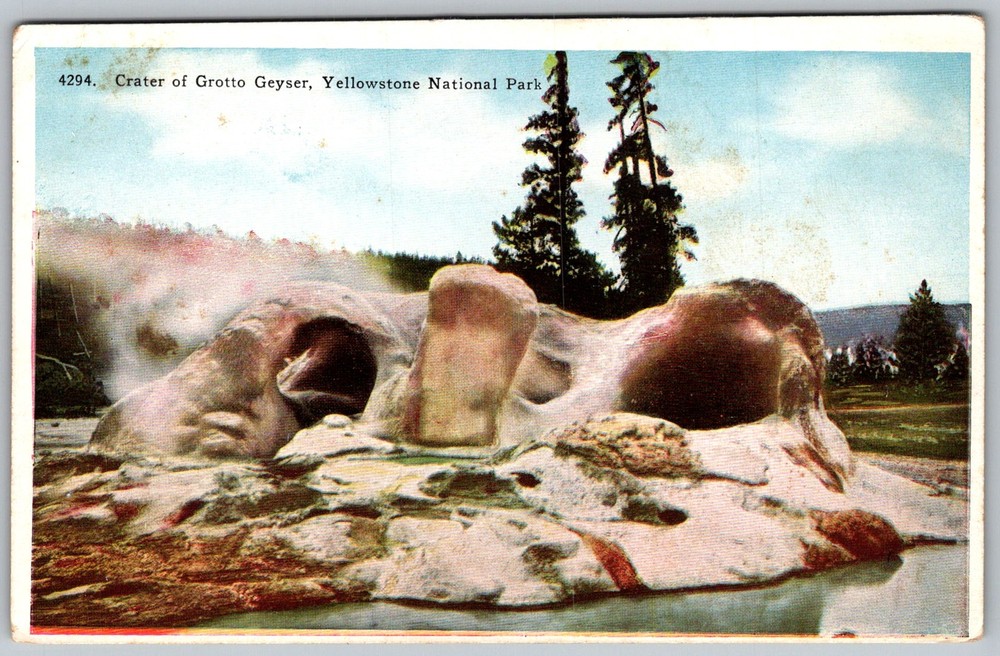 Antique Postcard Grotto Geyser Yellowstone National Park, WY 1910s