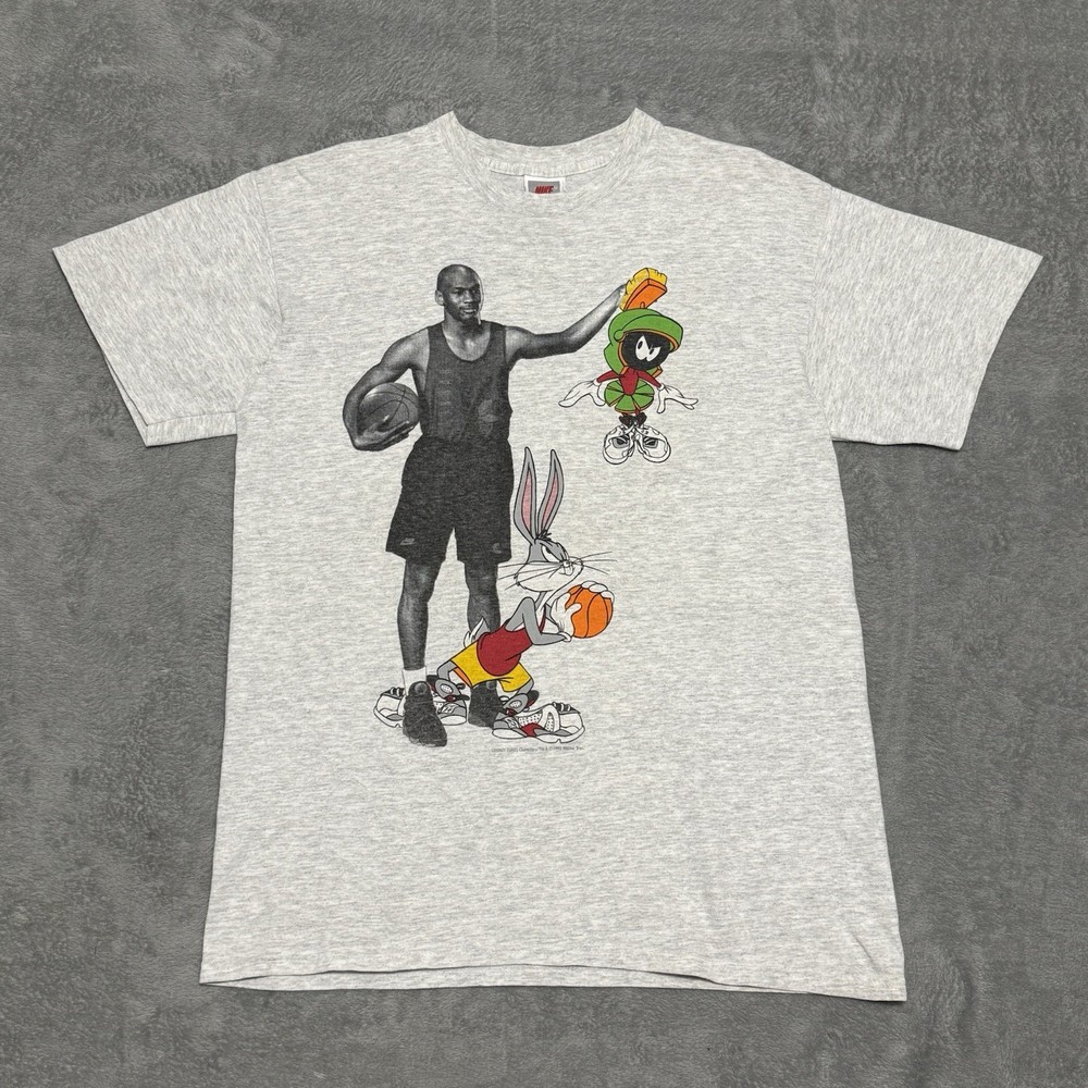 VTG Nike 1993 Jordan Looney Tunes Marvin The Martian Bugs Bunny T Shirt L USA