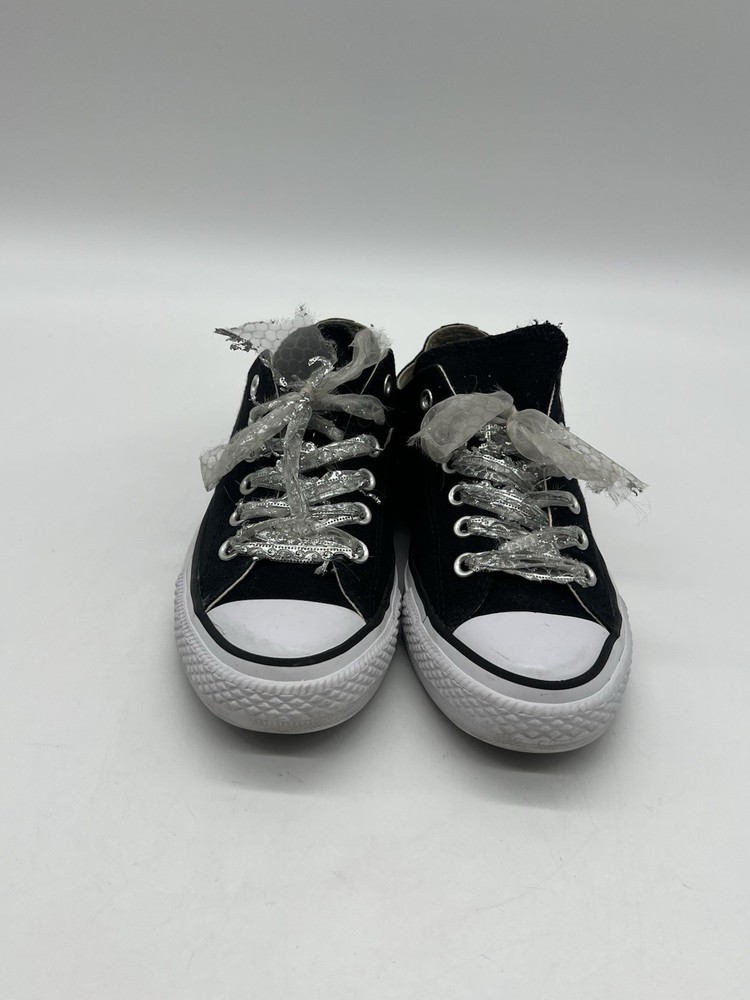Converse All Star Women's Size 8 Black Stars Double Tongue Low Top Sneakers.