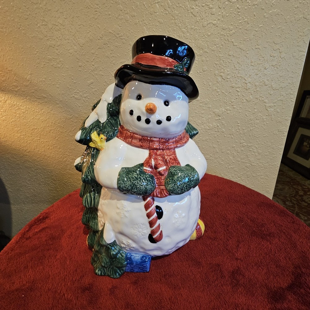 Vintage Ceramic Christmas Snowman Holding Candy Cane 10