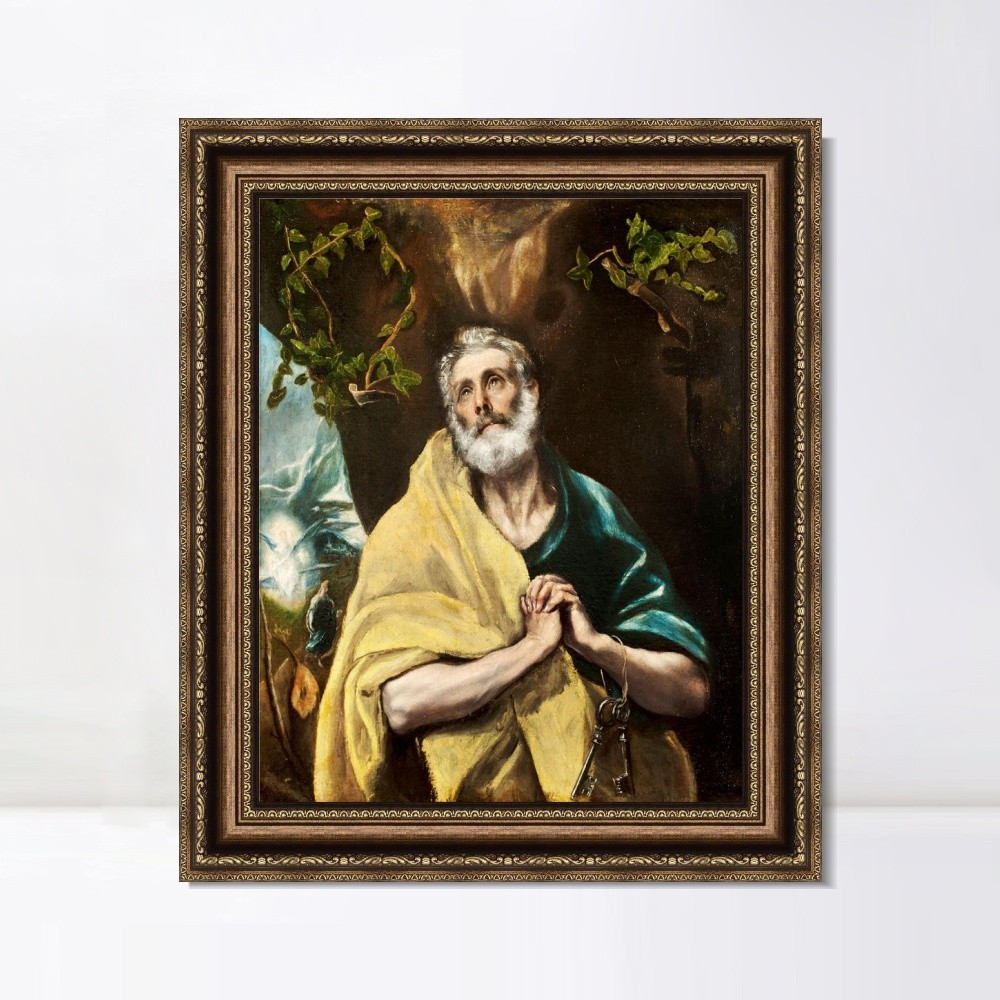 Framed Canvas Art Giclee Print The Repentant Peter by El Greco Home Office Decor