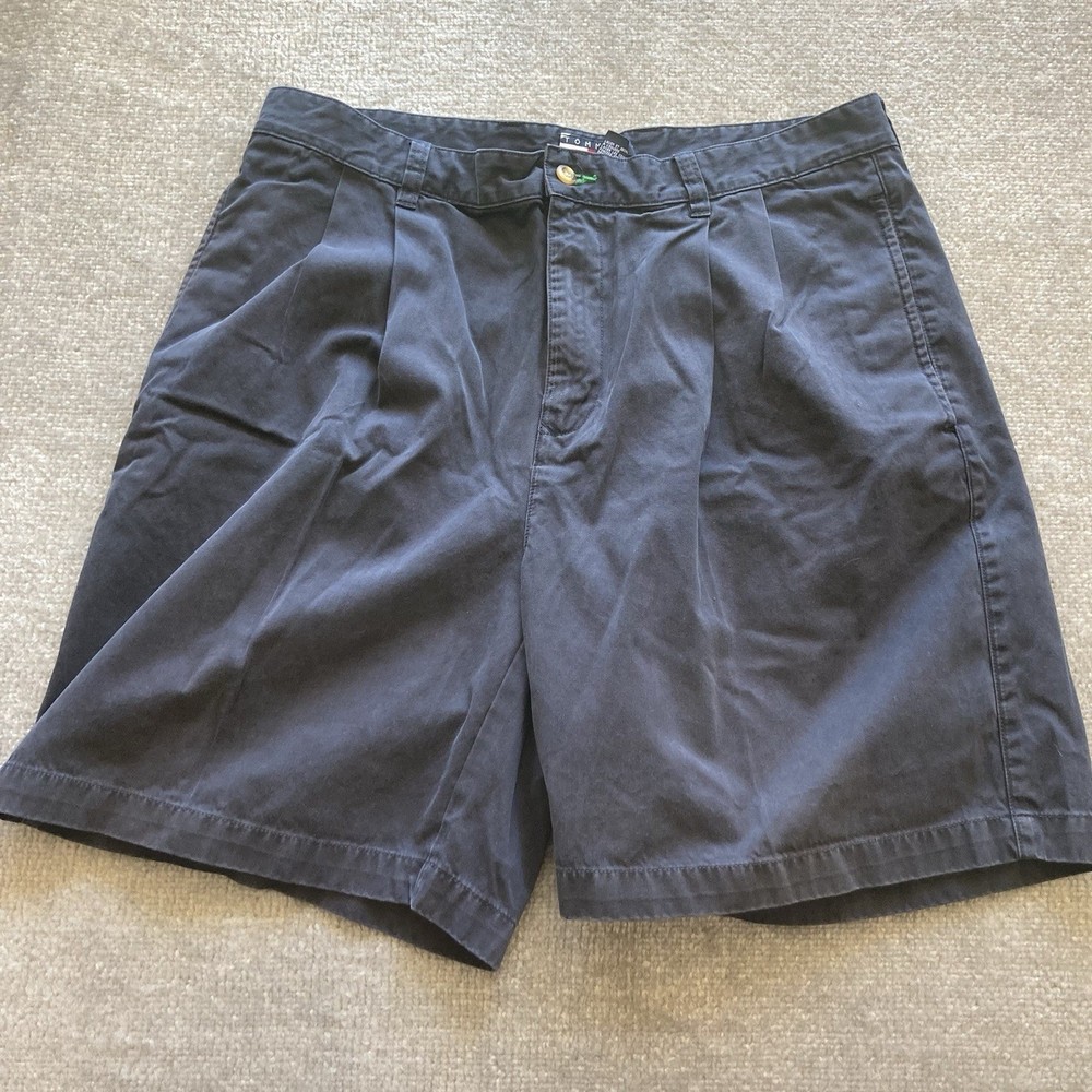 Tommy Hilfiger Chino Shorts Mens 36 Navy Blue Flat Front Preppy 7 Inch