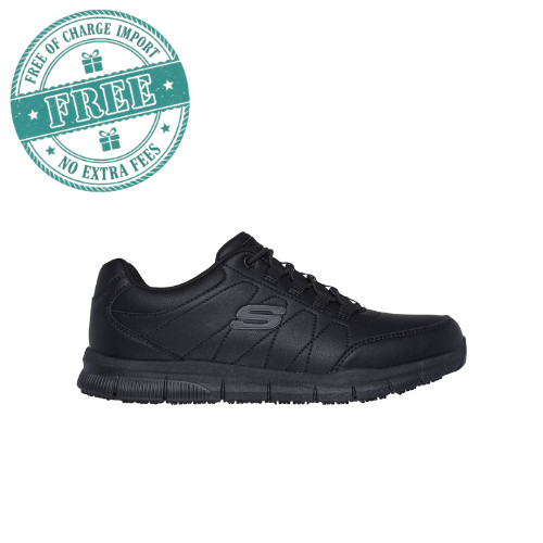 Skechers Work Men's Nampa Osil Slip Resistant Bungee Slip On Work Sneakers Black