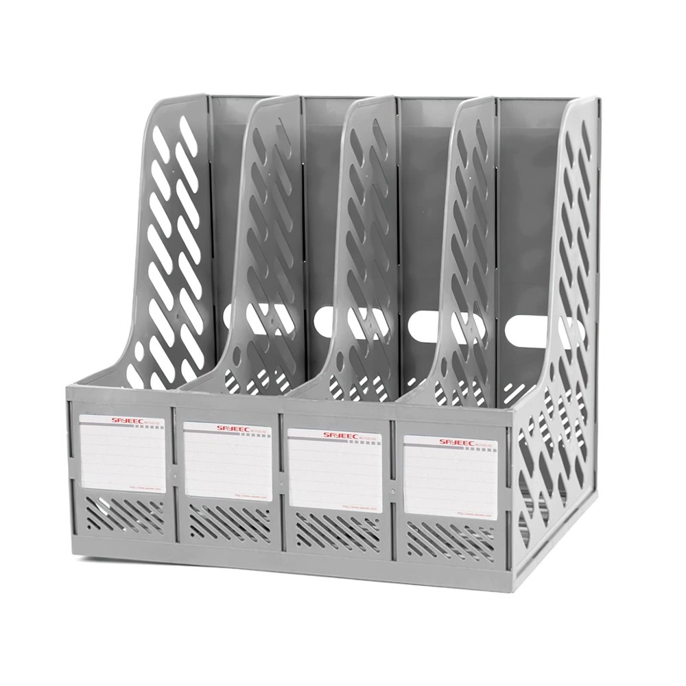 Magazine File Holder, Plastic Desktop File Folder Organizer with 4 Large