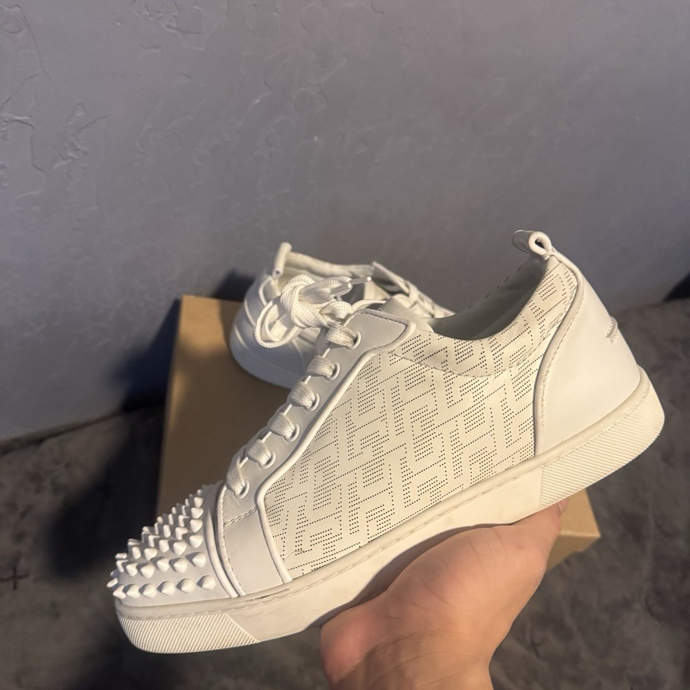 Christian Louboutin Louis Junior Spikes White Leather Low Top Sneakers Men’s