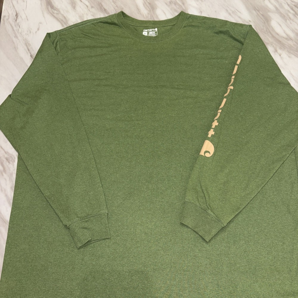 Carhartt Loose Fit Green Long Sleeve Men's 3XL  Crew Neck Jersey Cotton T-Shirt