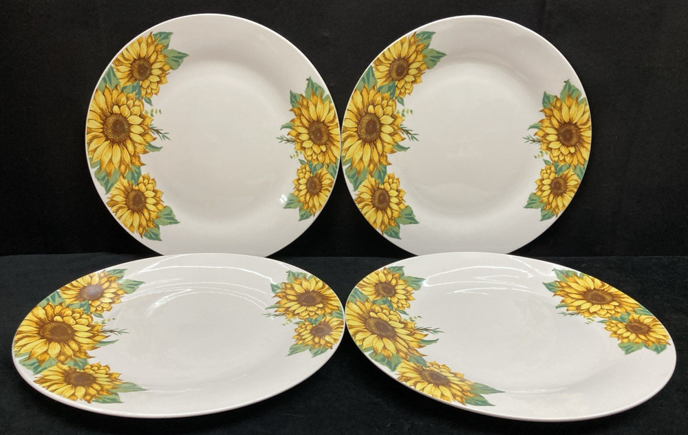 Royal Norfolk Sunflower Dinner Plates 10 1/8” Set of 4