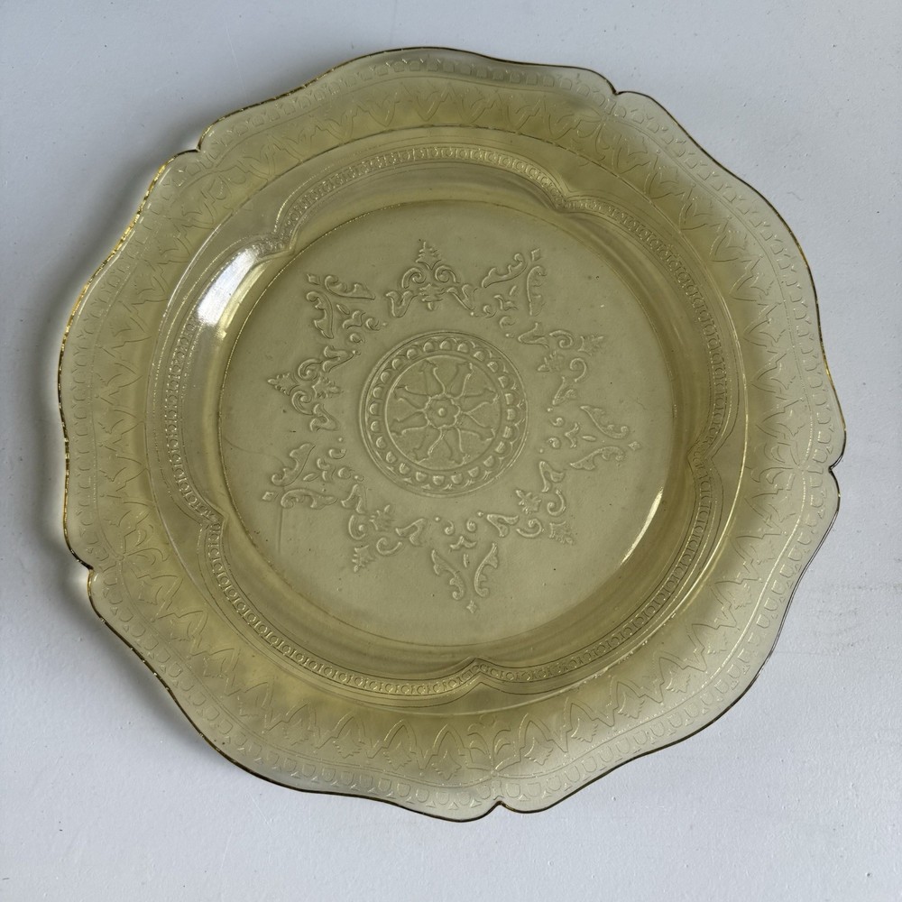 Federal Glass Patrician Spoke Amber Yellow Depression 11