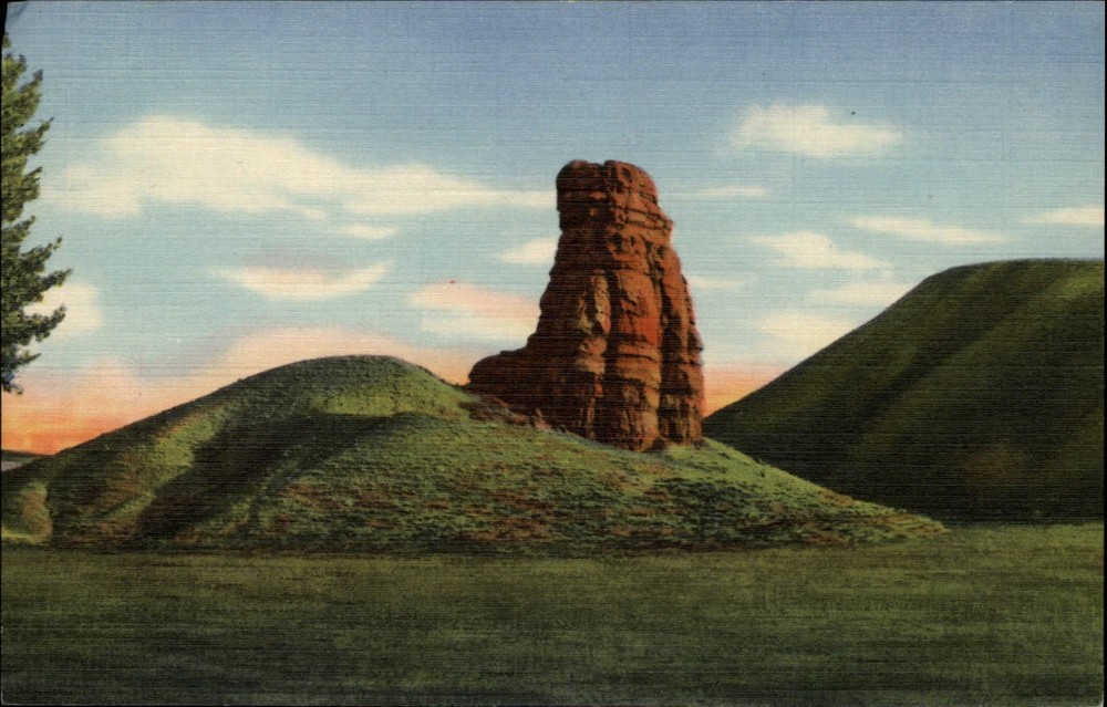 Big Horn Mountains Wyoming Red Pillar entrance Shell Canyon linen postcard sku49
