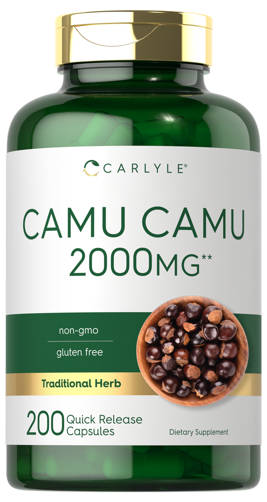 Camu Camu Capsules | 2000mg | 200 Count | With Vitamin C | Non-GMO | by Carlyle