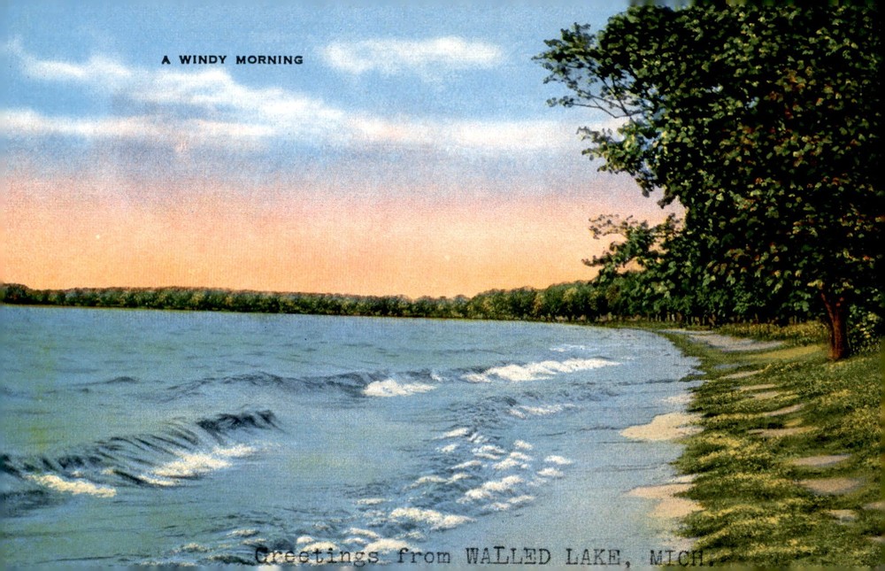Walled Lake, Michigan - Windy Morning Postcard