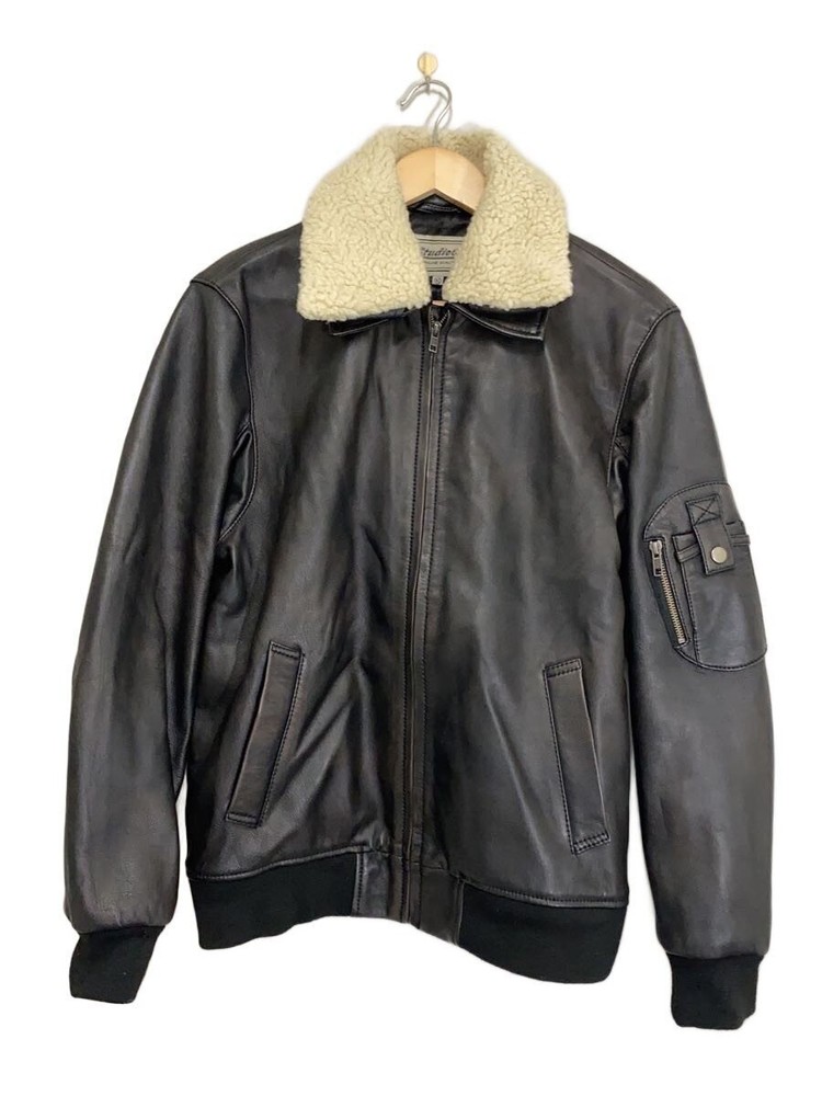 Leather Jacket Blouson/42/Sheep Leather/Blk/Plain 3501
