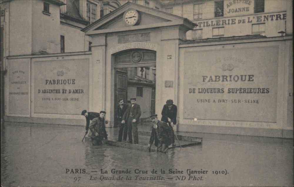 France Paris Great Flood 1910,Quai de la Tournelle,Absinthe Joanne ND Phot.-image