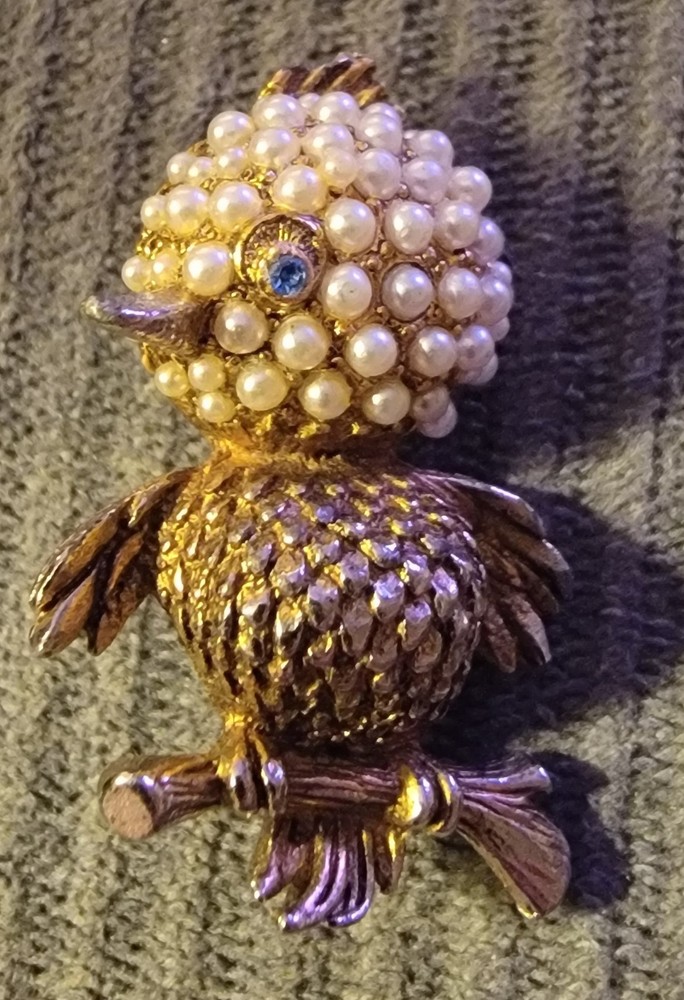 Vintage Gold Tone Bird Brooch Pin