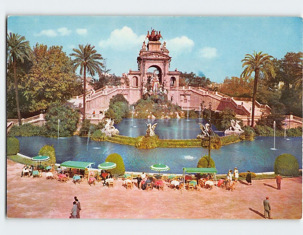Postcard Waterfall of the Ciudadela Park Barcelona Spain