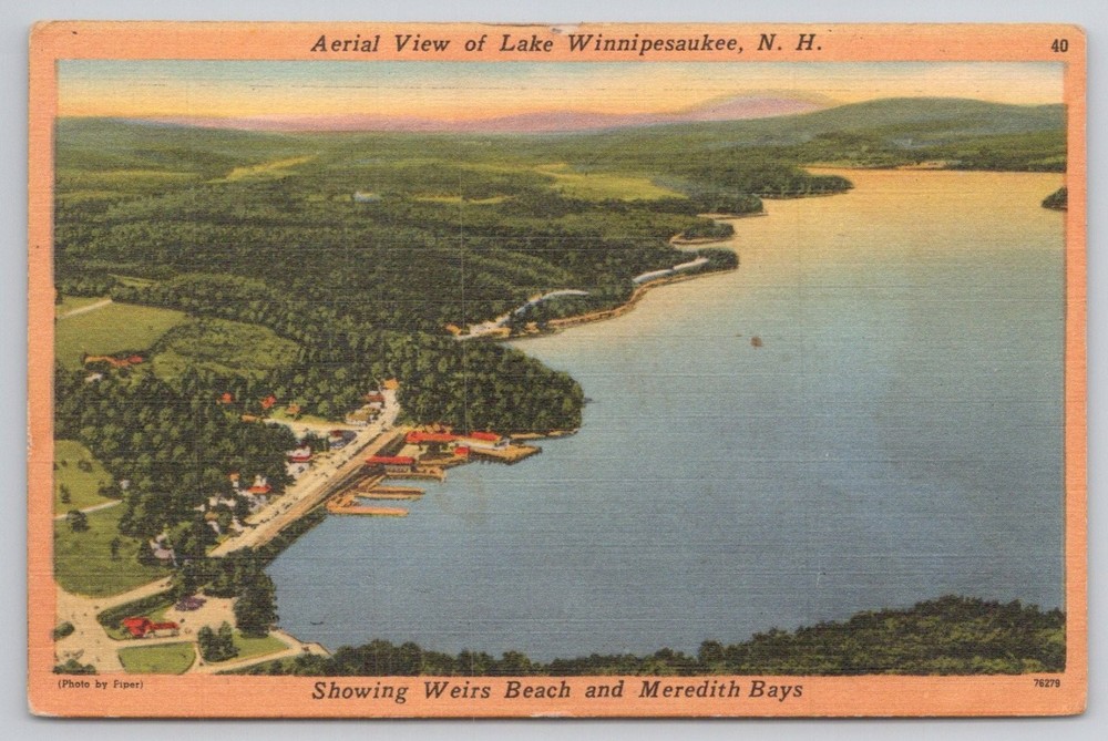 Aerial View Lake Winnipesaukee NH Weirs Beach Meredith Bays Tichnor Linen