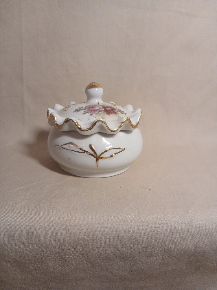 Vintage Porcelain Trinket Jewelry Box W/ Lid