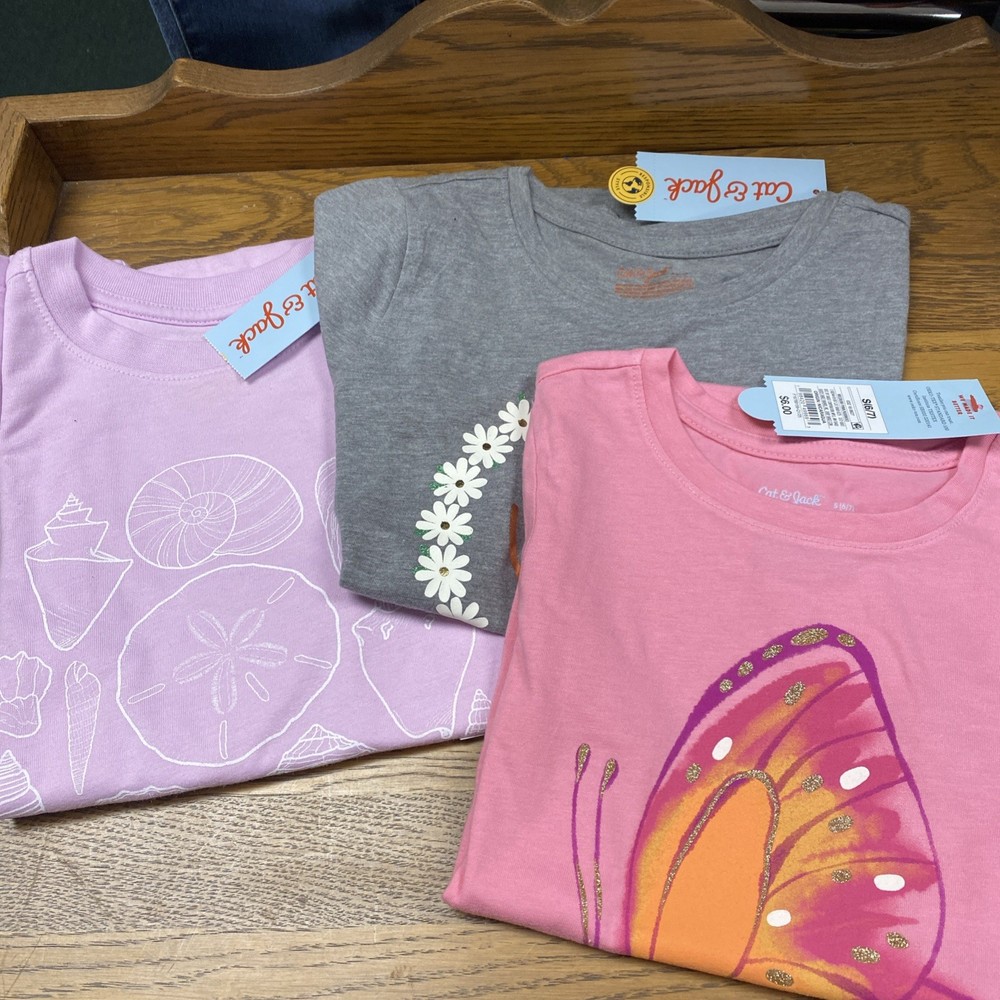 Lot Of 3 Cat & Jack Girls Shirts Size Small (6/7) Summer Tops