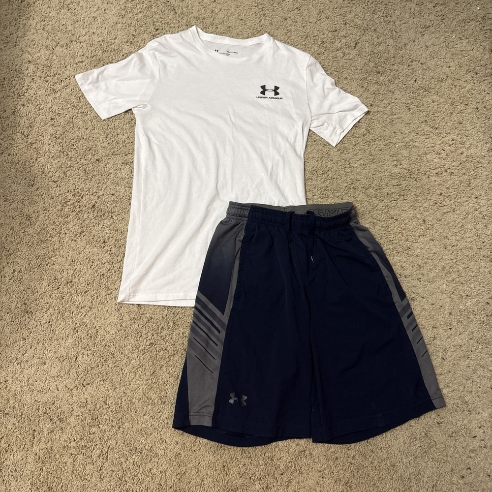 Men’s Under Armour Loose Lot Of 2 Shirt & Shorts Size XS/S Blue White