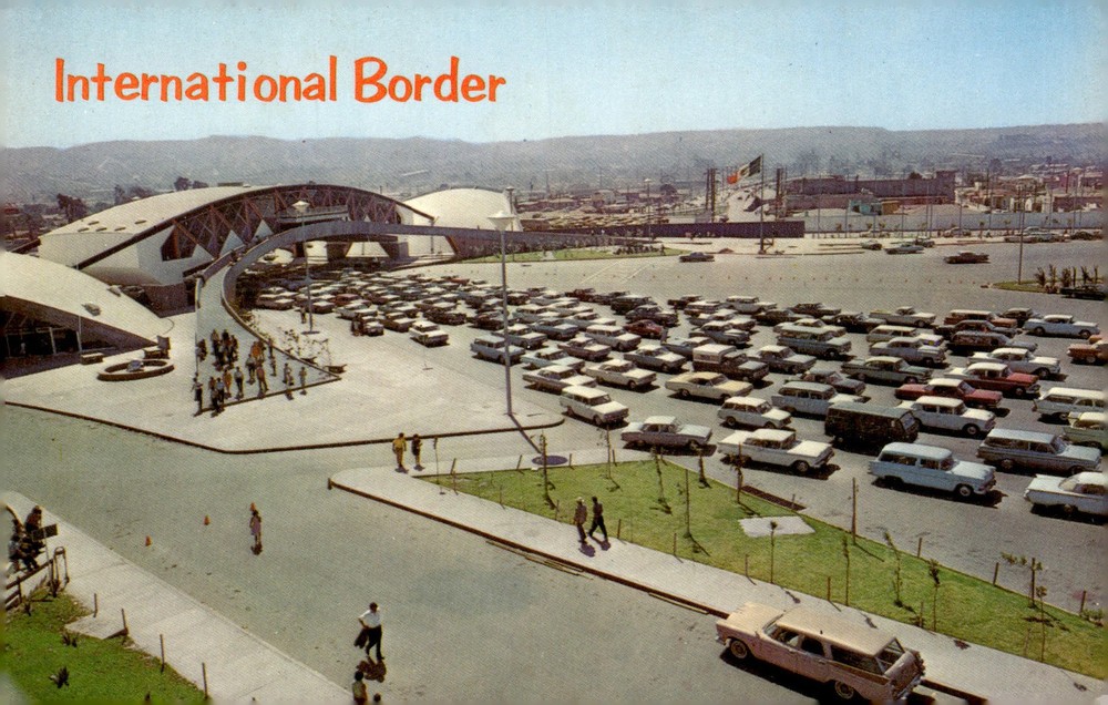 1972 Tijuana Mexico International Border San Ysidro MCM Architecture Postcard
