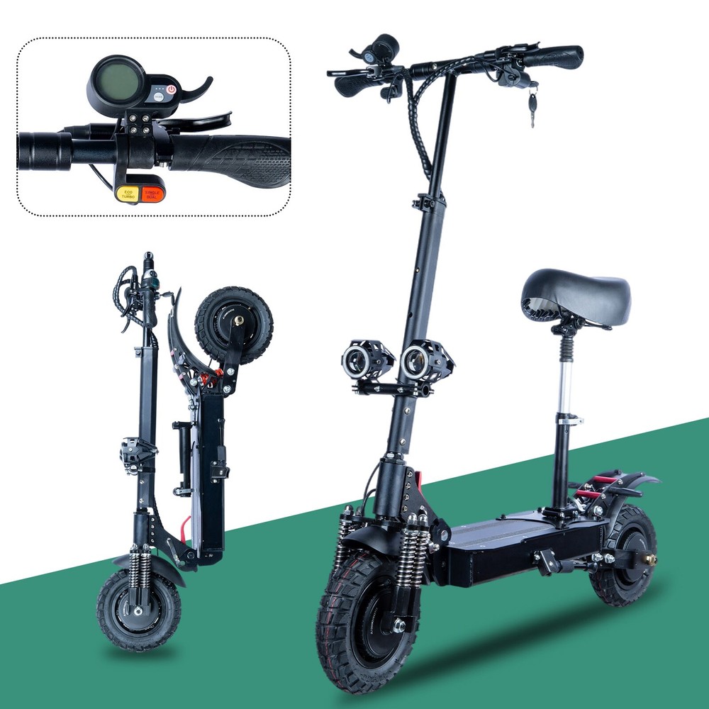 1200W*2 T4 Electric Scooter Dual Motor 52V 10inch Road Tires Fast Speed 23Ah UBl