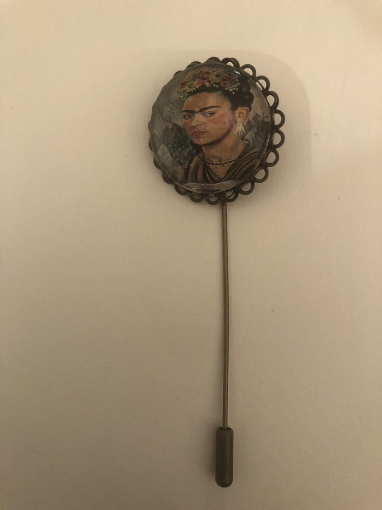 Retro Frida Kahlo Flowers Vintage Bronze Filigree Round Stick Pin Brooch Pin