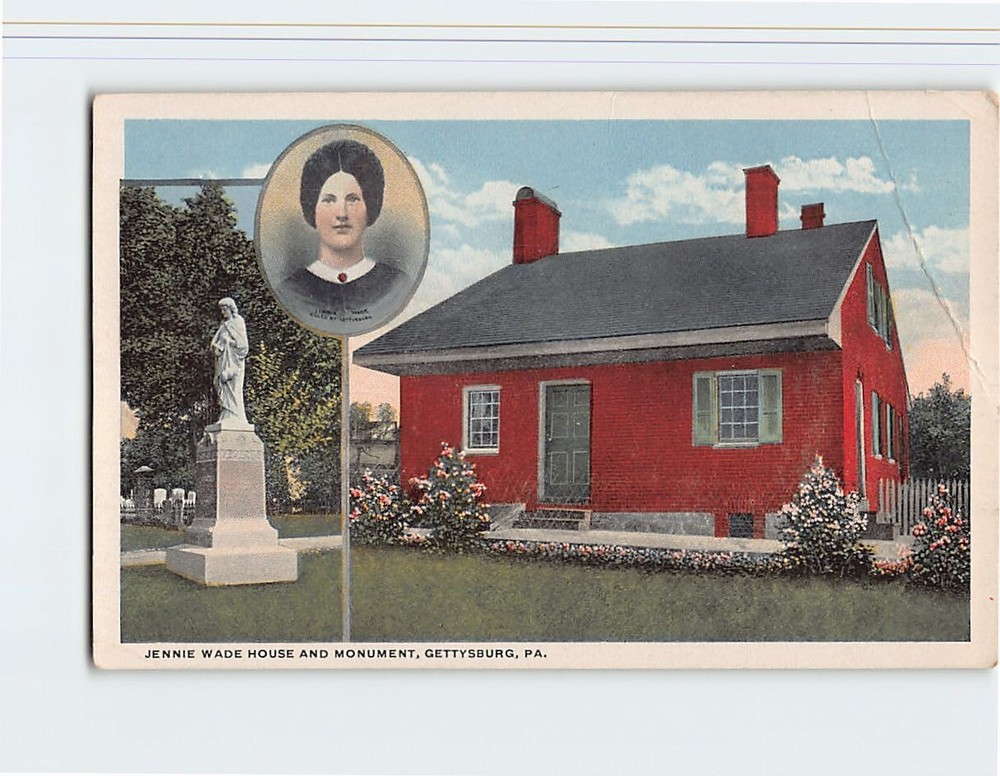 Postcard Jennie Wade House & Monument Gettysburg Pennsylvania USA