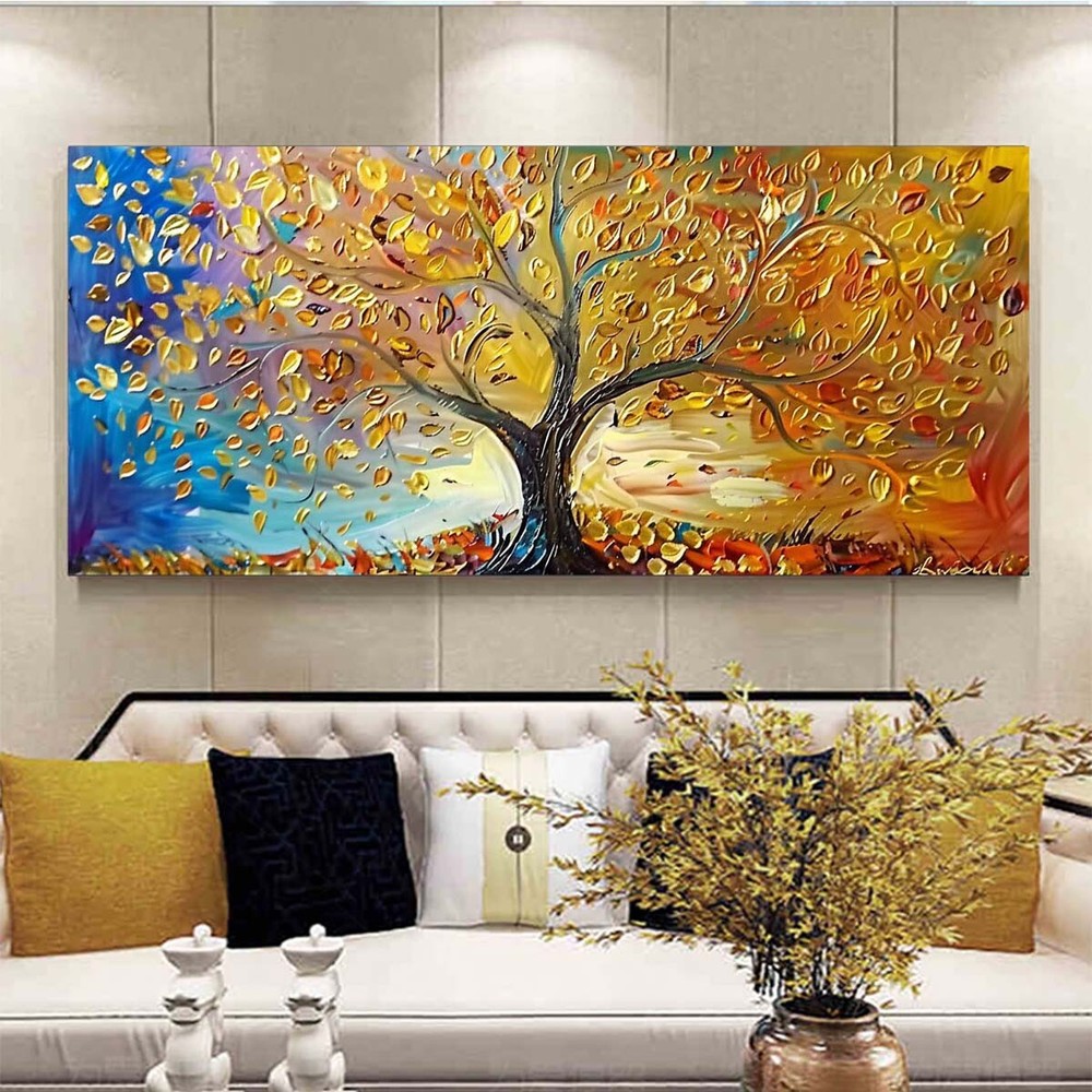 Lucky tree Golden original Abstract Handpainted Oil Painting On Canvas for room