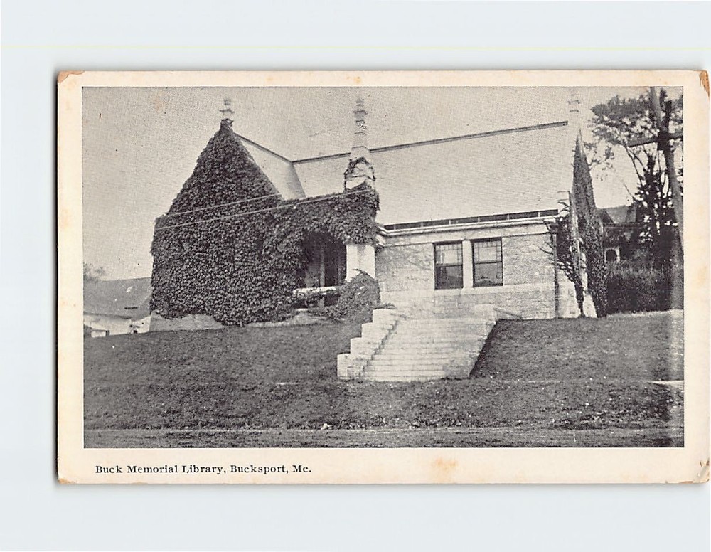 Postcard Buck Memorial Library Bucksport Maine USA