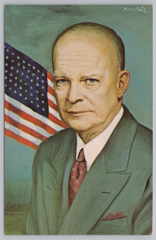 Morris Katz~Dwight D Eisenhower~34th President~Portrait~Old Masters Style~Vtg PC