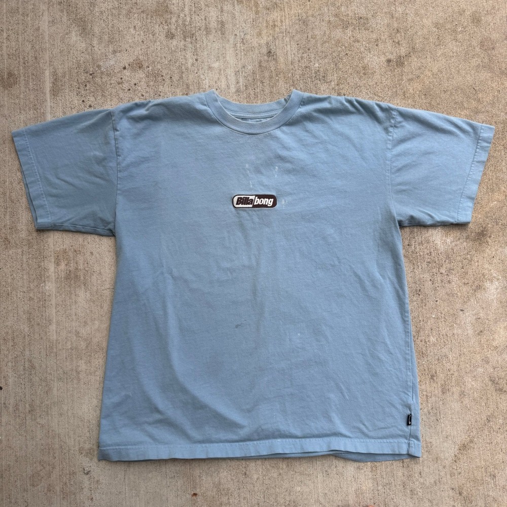 Billabong OG Tee Mens Large Faded Blue Embroidered Logo Patch Surf Skate T-Shirt