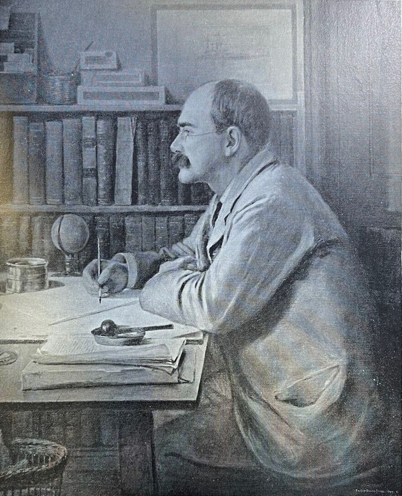 1900 Vintage Magazine Illustration Author Rudyard Kipling