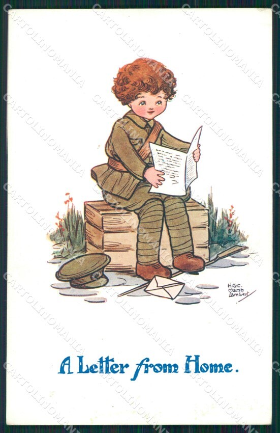 WWI WW1 Propaganda War Humor British Soldier Child Marsh Lambert postcard XF3435