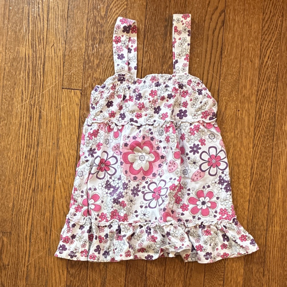 Justice Girls Floral Pink Purple White Camisole Tank Top XS 8 Sleeveless Ruffle