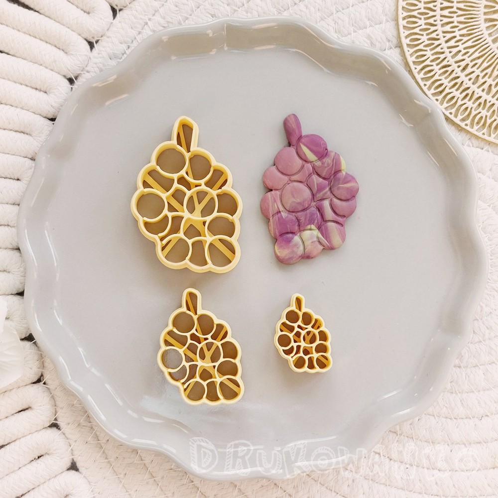 Grapes Fruit Food Wine France Polymer Clay Cutter For Earring Jewelry Making