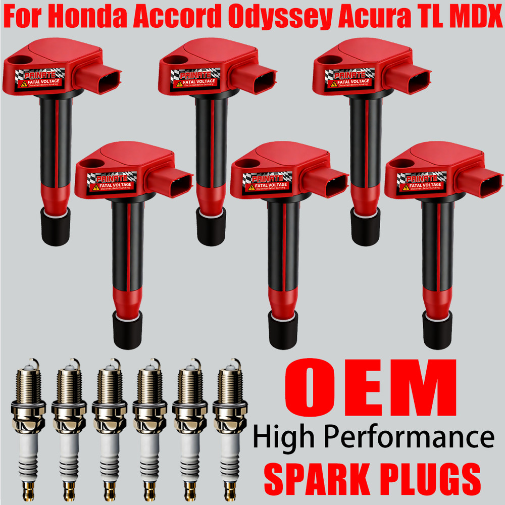 6X OEM Ignition Coil & Iridium Spark Plug For Honda Accord Odyssey Acura UF242