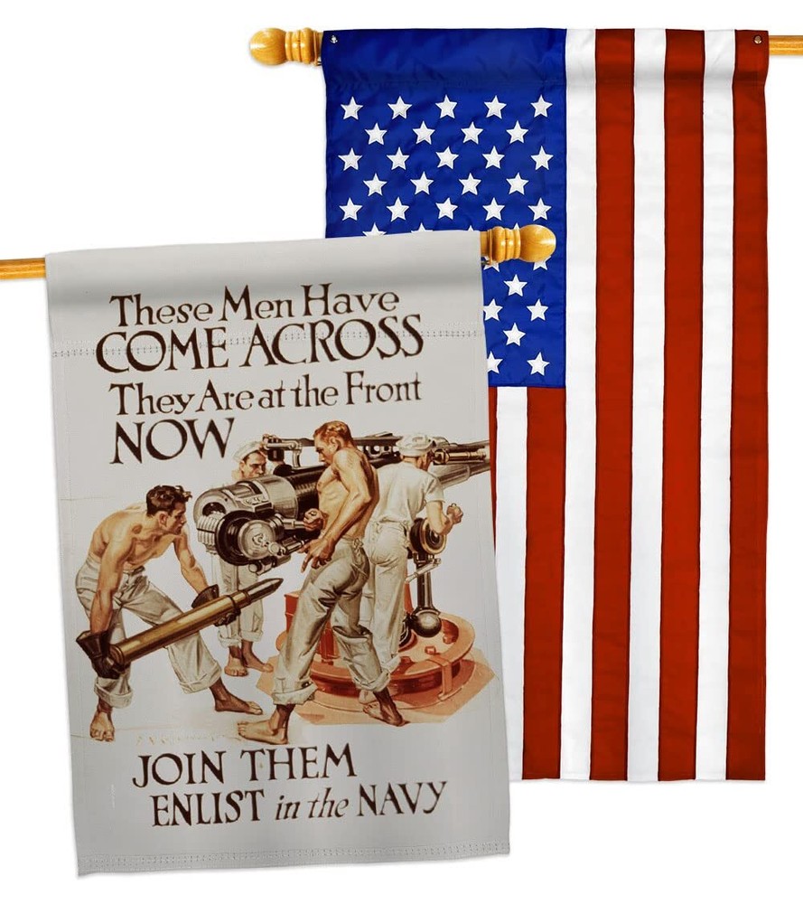 Join Them Enlist House Flag Pack Armed Forces Navy USN Seabee United State Am...