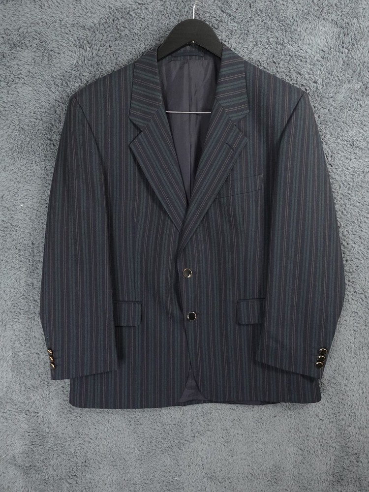 Vintage Brook Taverner Jacket Mens 40S Blue Striped Blazer Sports Coat Shooting