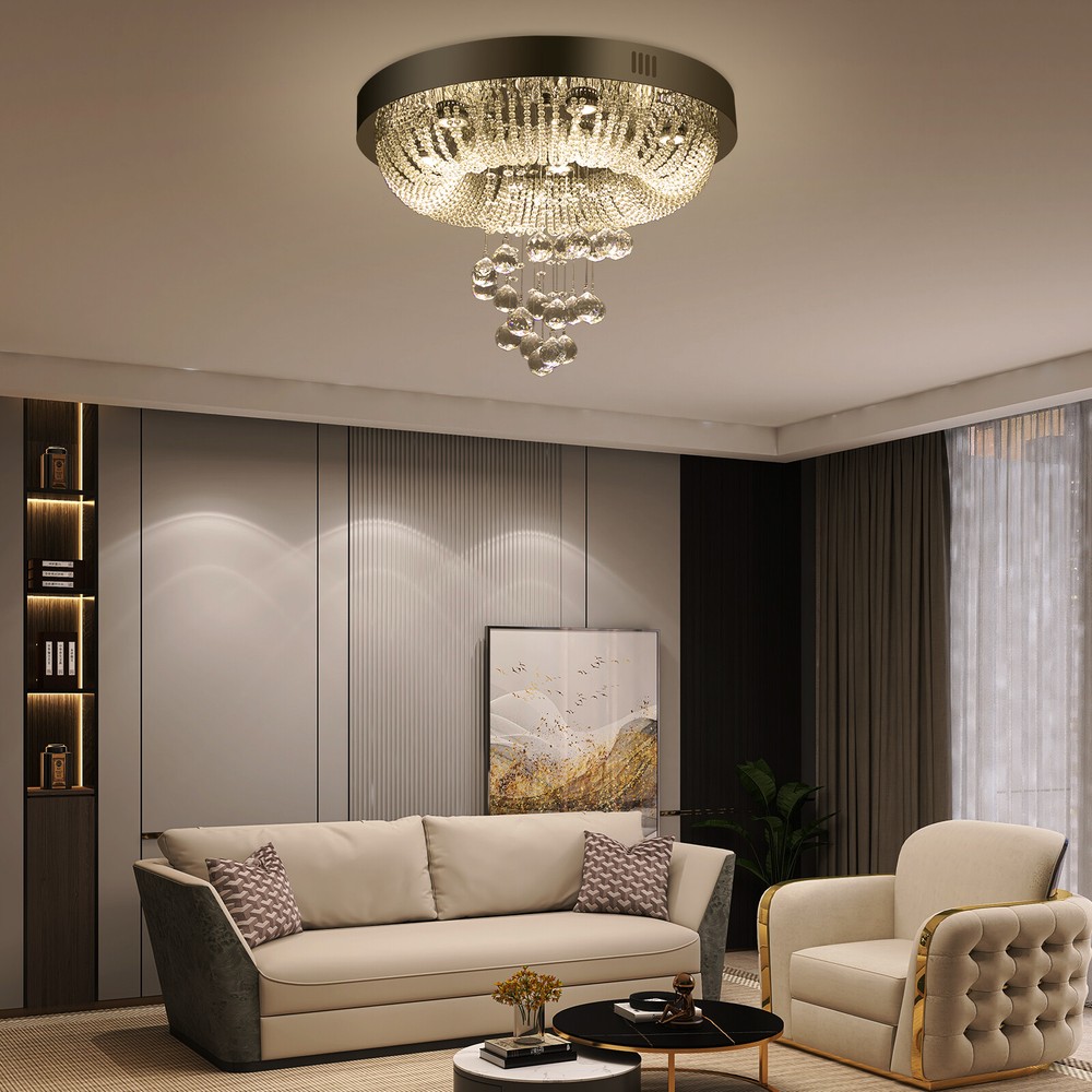 GU10 Modern Crystal Ceiling Lamp Surface Mounted LED Chandelier Lighting Fixture